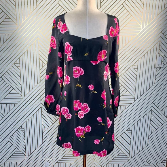 Intermix Bernice Floral Mini Dress in Black - Picture 2 of 12